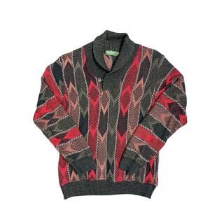 Vtg Norm Thompson Men's M Multicolor Coogie Collared Knit Pullover Sweater EUC